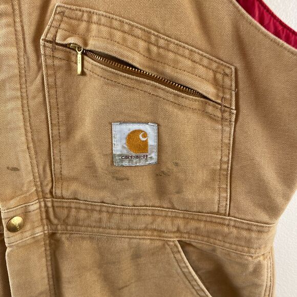 Carhartt Overalls Size L Duck Bib Quilted Double Knee Workwear 14806 USA Vintage - Picture 4 of 16